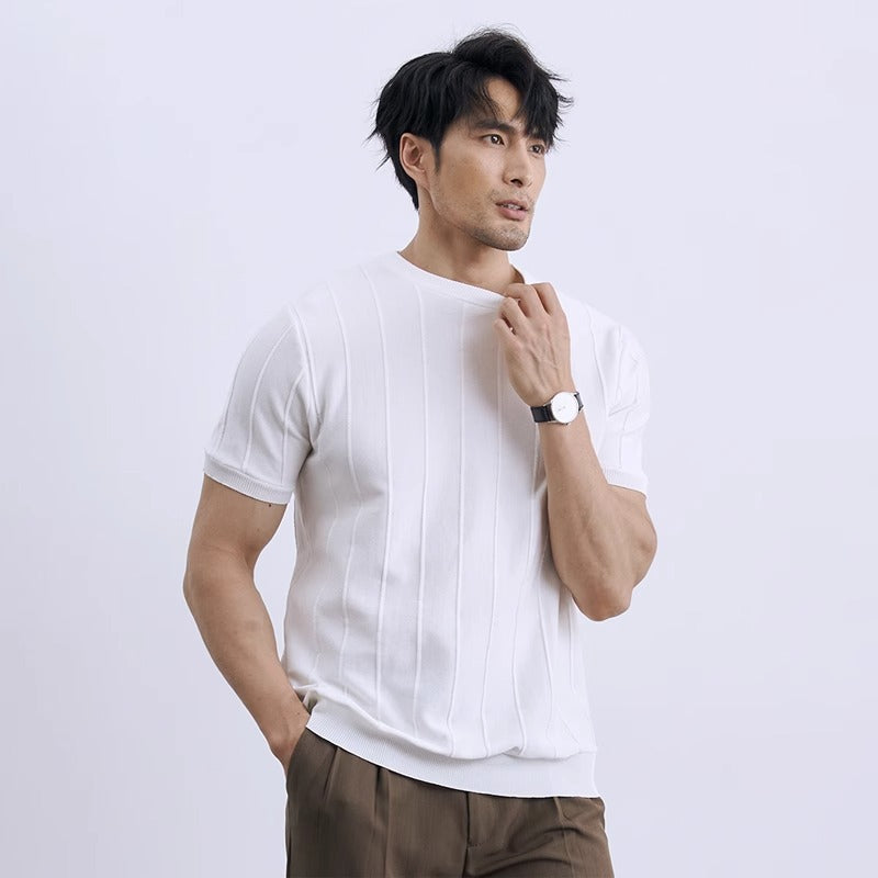 T-shirt tricoté à manches courtes pour hommes