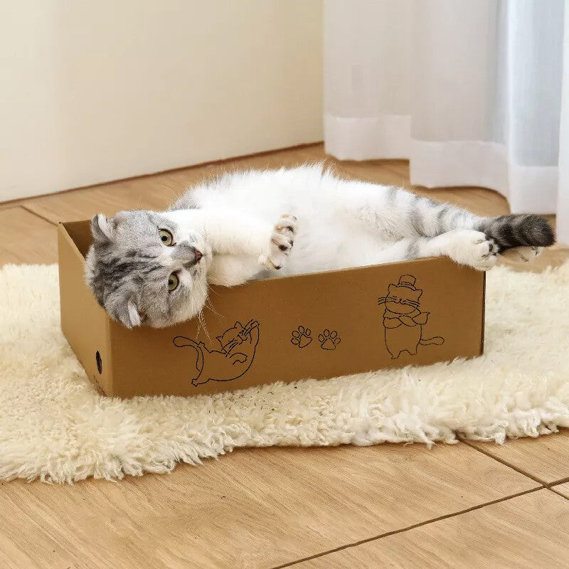 5X Cat Box Scratcher Scratching Board Heavy Duty Corrugated Cardboard Kitten UK