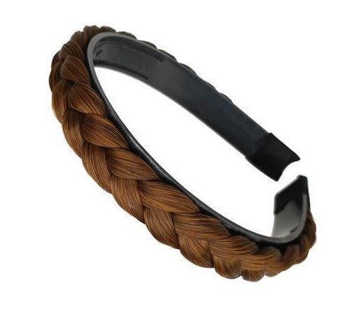 Bande de tête de perruque torsadée brun clair 1,8 cm simple tresse-1