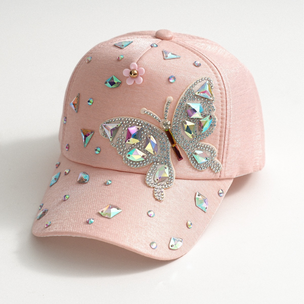 Casquette de baseball en strass à papillon coloré pour femmes d'été - Sweet