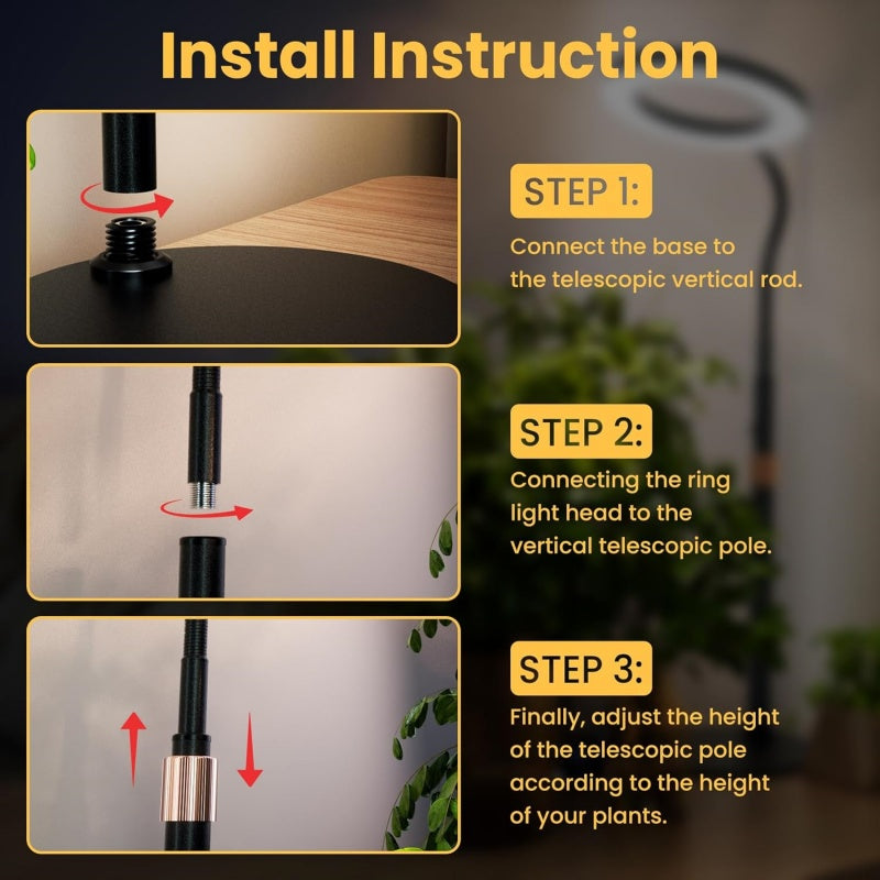 LED Grow lumières pour les plantes d'intérieur Halo anneau plein spectre croissance lampe Veg