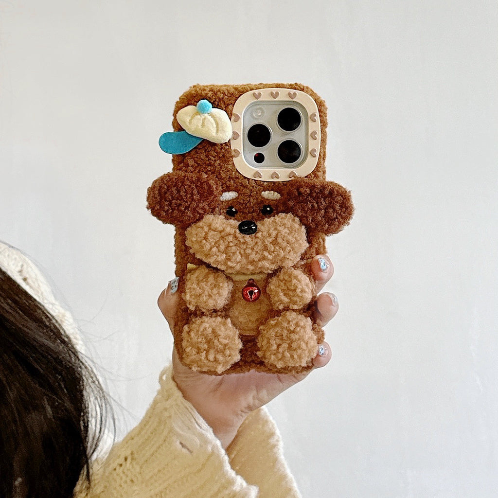 Mignon Furry Poodle cas téléphone