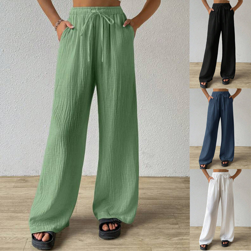 L'Europe et les États-Unis Amazon Fashion Women's Elegant Joker Elastic Casual Solid Col