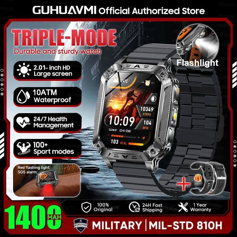 Batterie militaire 1400mAh montre intelligente avec lampe de poche LED