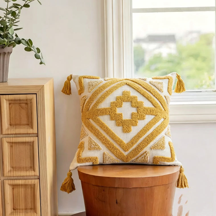 Coussin géométrique Tufted modèle salle boucle-pile Couverture d'oreiller