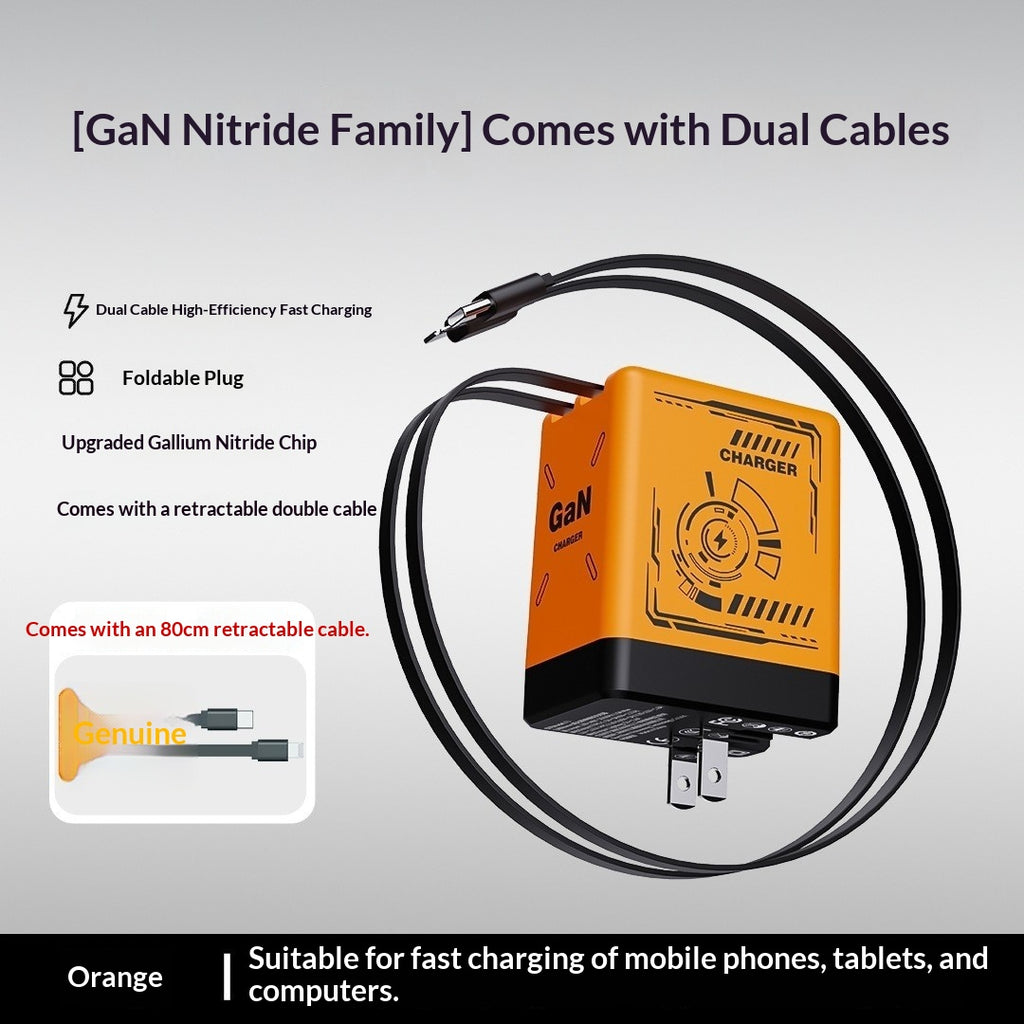 Gallium Nitride charge rapide est livré avec câble de données télescopique Mecha Wind Chargin intégré