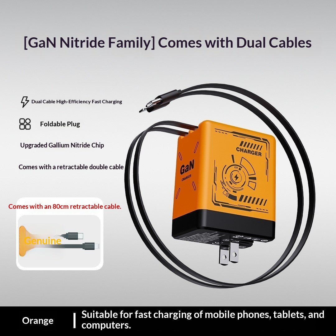 Gallium Nitride charge rapide est livré avec câble de données télescopique Mecha Wind Chargin intégré