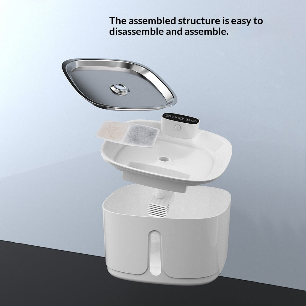 Fontaine d'eau pour animaux intelligents Distributeur d'eau sans fil en acier inoxydable