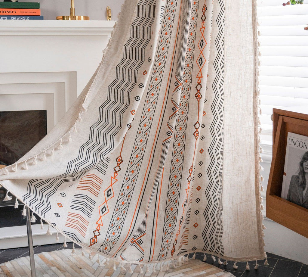 Coton crème Boho et imprimé en lin