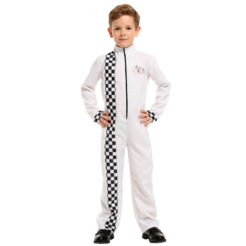 Filles Garçons Blanc Racer Performance costume