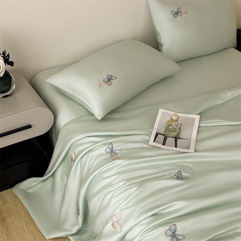Tencel Brodé été Climatisation Quilt Four-piece Set de refroidissement viscose mince duvet