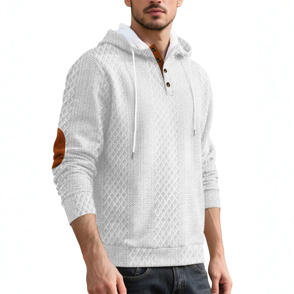 Pull casual homme européen et américain Jacquard Broderie à capuche couleur solide