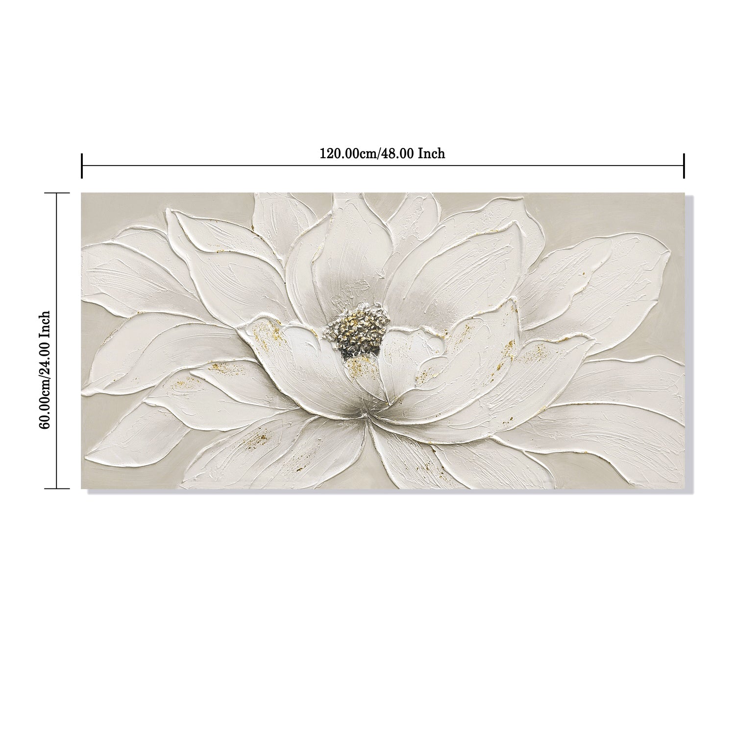 24x48 blanc lotus fleur toile d'art mural