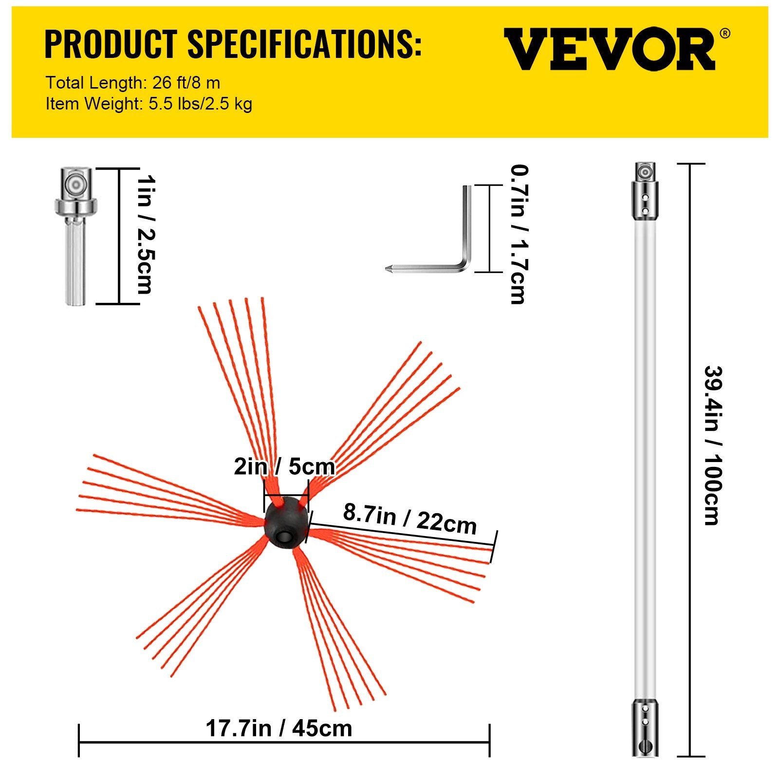 VEVOR Chimney Sweep Kit 26FT Longueur