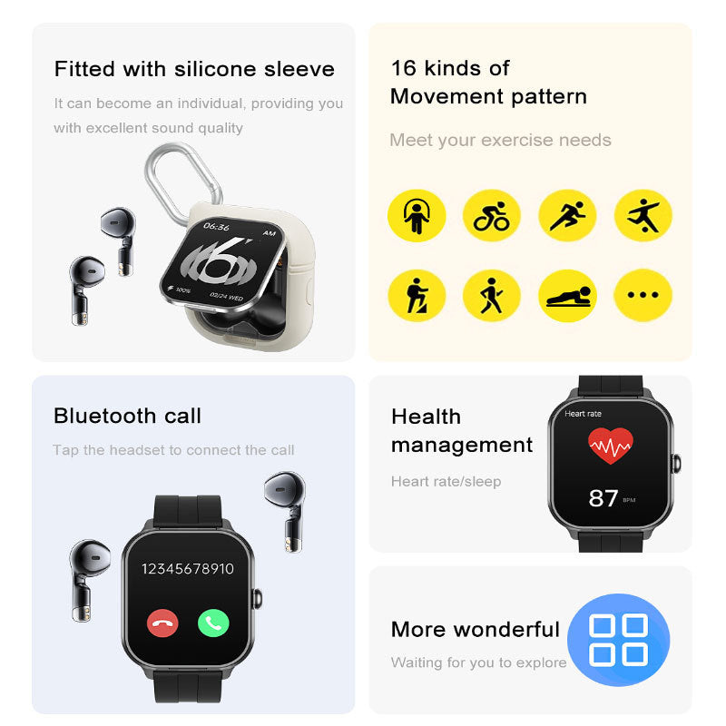 D8pro Smart Watch Casque Tws Deux-en-un Surveillance de la santé