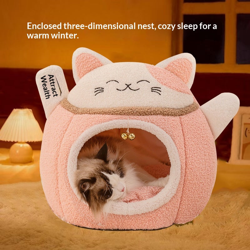 Lit d'animal chaud d'hiver de style fermé chat et chien Kennel