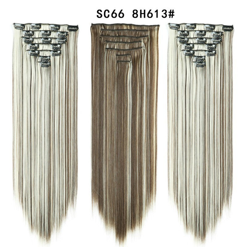 16 Carte Sept-pièces Coiffure Perruque Beauté Chimique Perruque Ensemble de Perruque Cheveux Extension