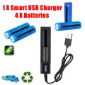 Batterie Li-ion et chargeur 3000mAh 3.7V Batteries rechargeables Chargeur USB pour flashligh de torche