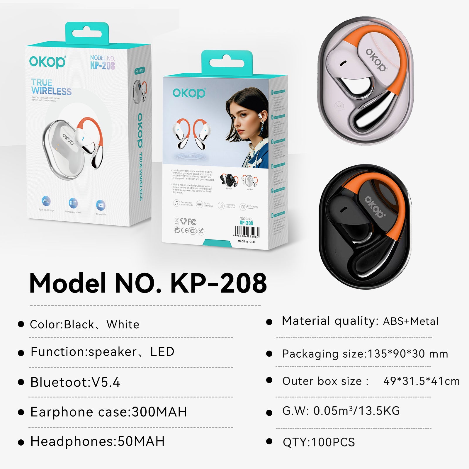 KP-208 Factory Seller OWS Open Ear Casque Bluetooth Long Battery Life HD Digital Batte