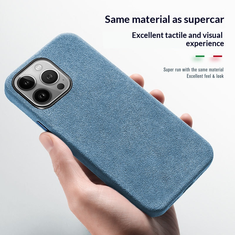 Étui de téléphone en cuir de charge magnétique haute de gamme Suede