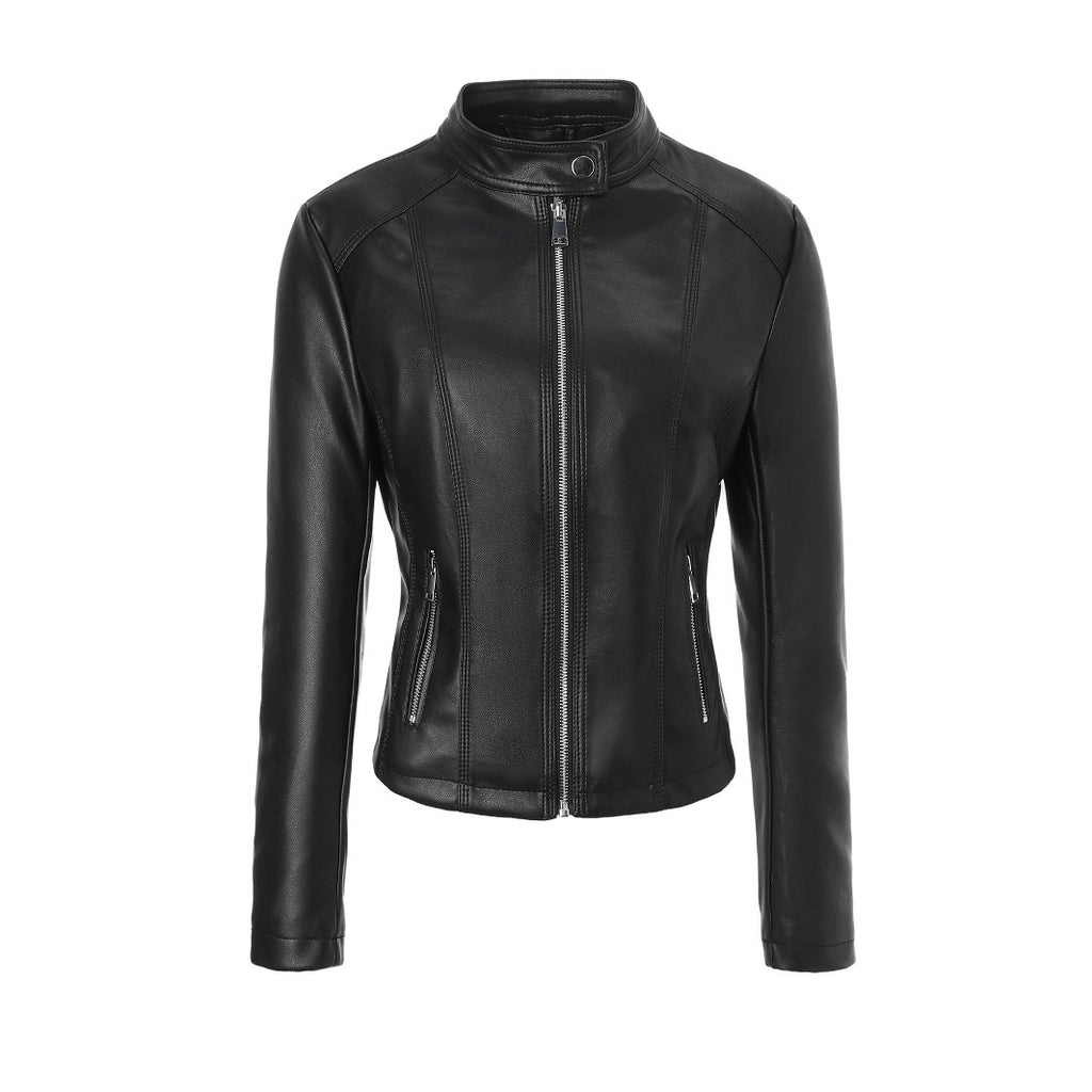 Veste en cuir PU biker zippé pour femmes