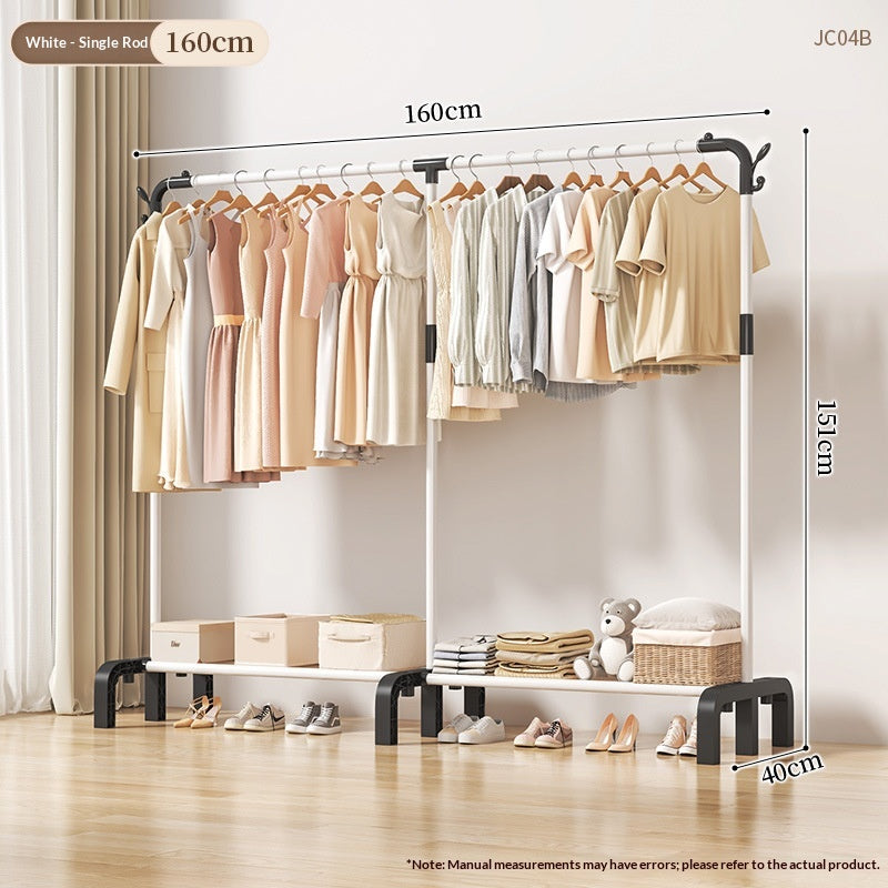 160 Blanc - Single Pole Double Row-upgraded et allongéFloor Standing Clothes Hanger