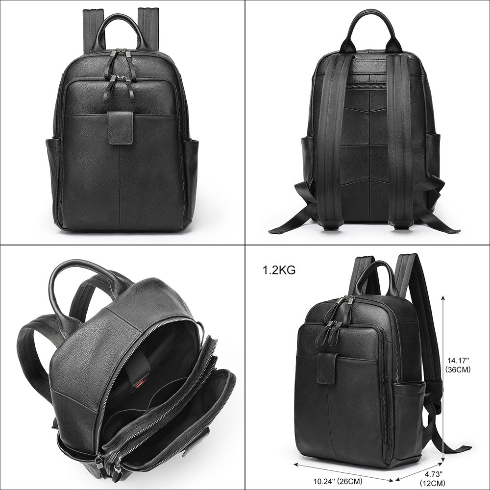 Sac à dos en cuir de vache pour hommes avec compartiments d'entreposage