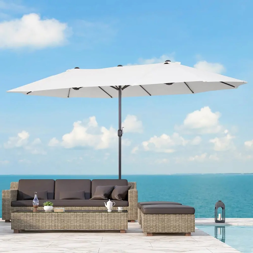 15ft Parapluie de patio marché extérieur double-câble Extra grand parapluie avec poignée pour