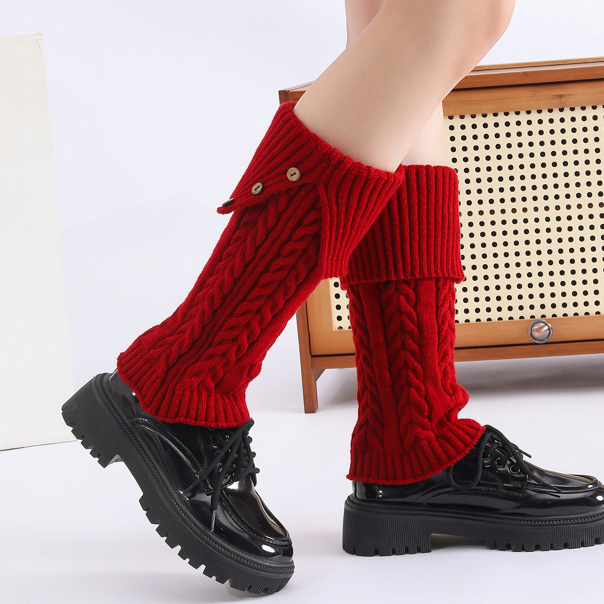 Automne Hiver épais Acrylique tricoté jambes chaud avec rayures modèle slouch Style pour les femmes