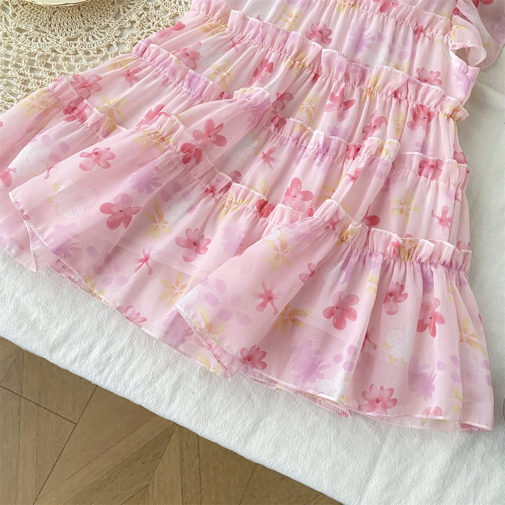 Robe de princesse de fleurs de mousseline
