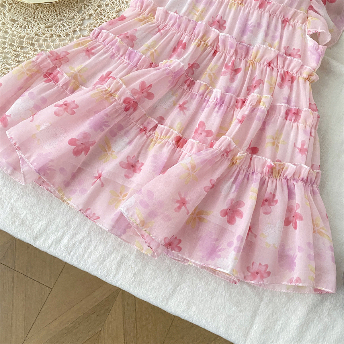 Robe de princesse de fleurs de mousseline