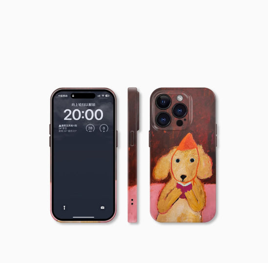 Peinture à l'huile de chien de lecture adapté pour 16 étuis de téléphone