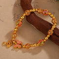 European And American Retro Electroplated 18K Or Transfert Perle Bracelet Papillon Femmes'