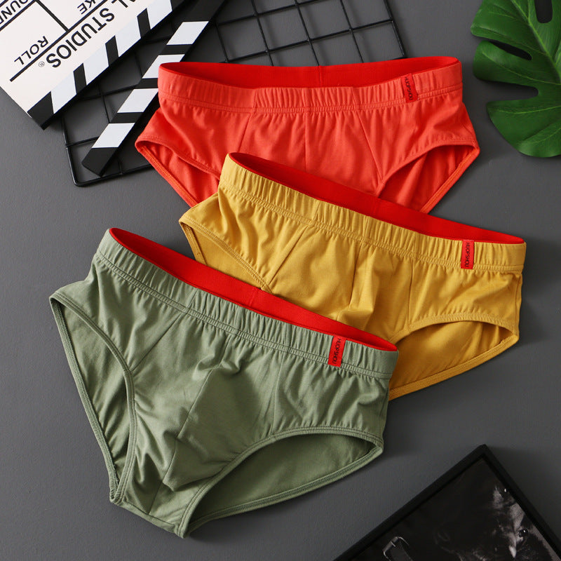 Triangle de coton couleur pure Triangle taille basse Respirant Triangle de sous-vêtements pour hommes