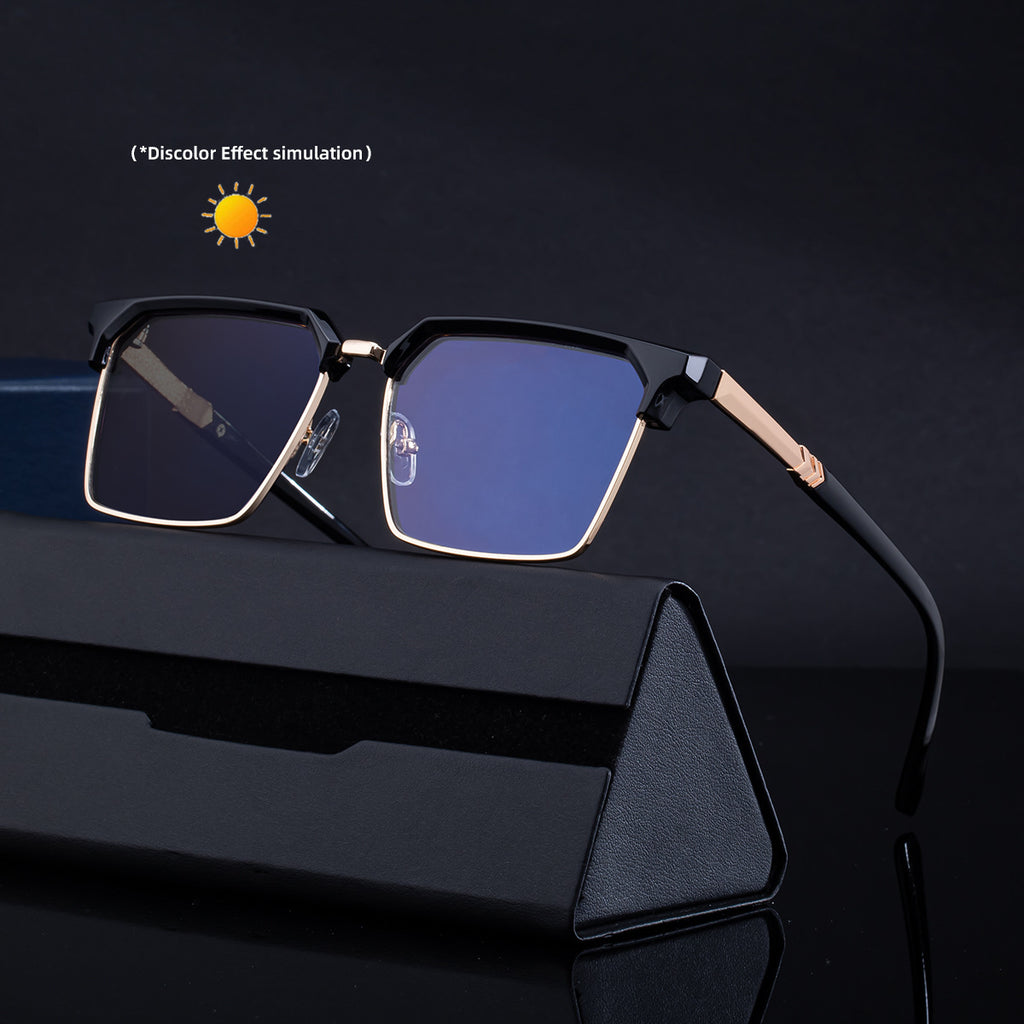 Lunettes de soleil européennes et américaines pour sourcils de mode à demi-forme en couleur changeante pour hommes