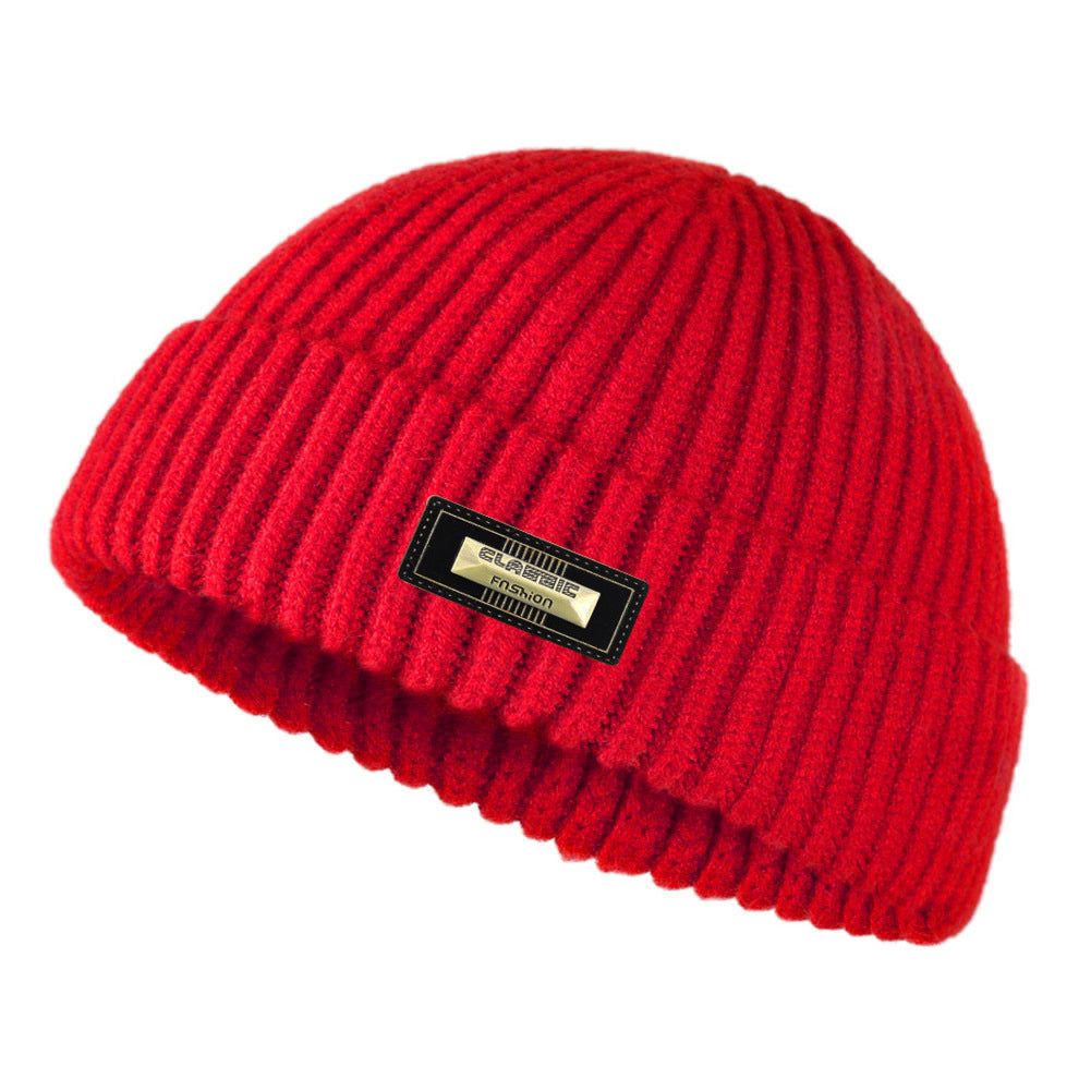 Chapeau à mailles chaudes à double couche en laine mode