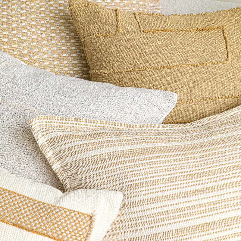 Linge de coton de style naturel Coussin de la taille légère et luxueuse en beige et jaune