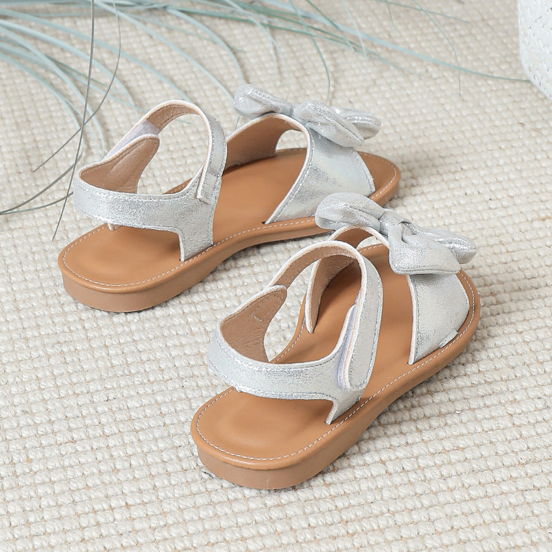 Été Arrivée Argent Bow noeud mignon chaussures de bébé