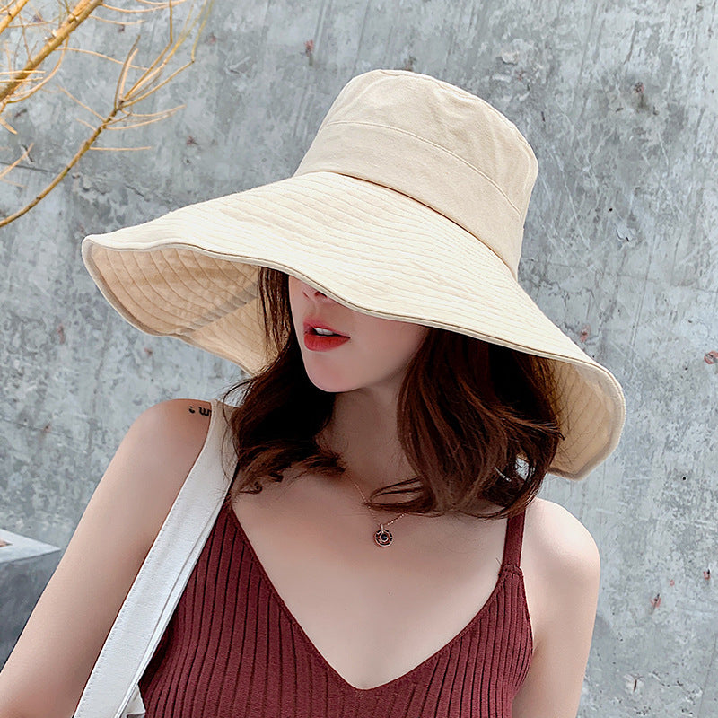 Chapeau solaire extra-large de couleur solide