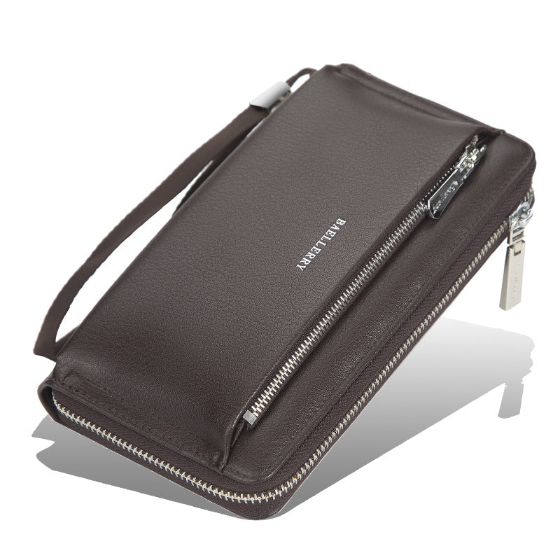 Large capacity zippered clutch for men