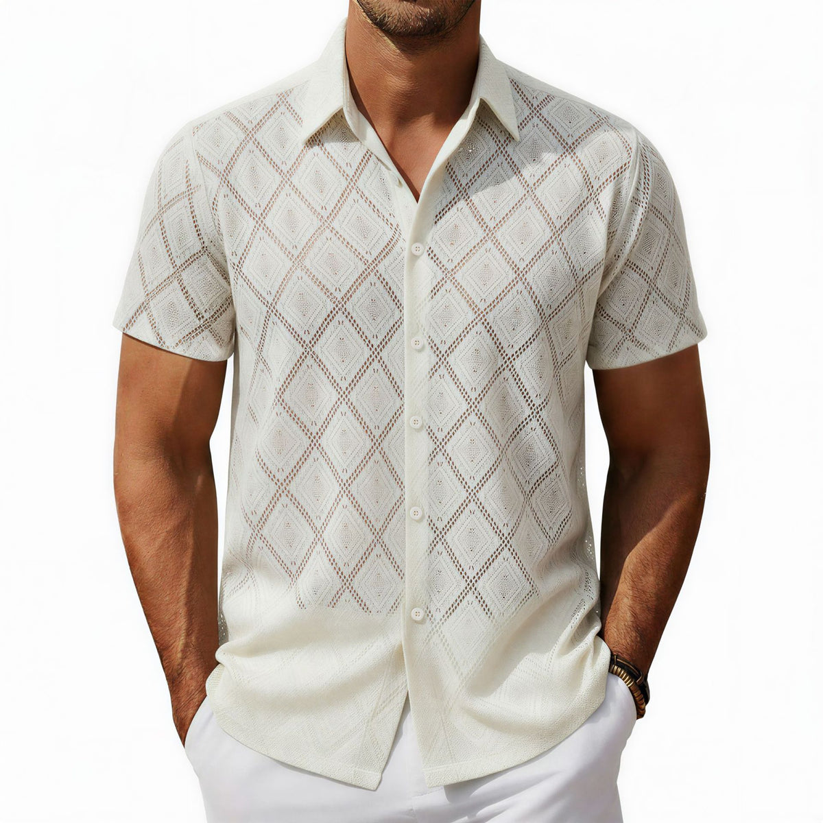 Men's short-sleeved casual shirt
