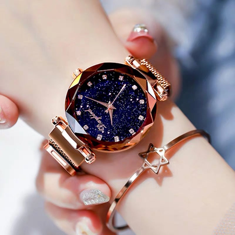 Starry Sky Lady Trendy Montre Quartz à aimant imperméable