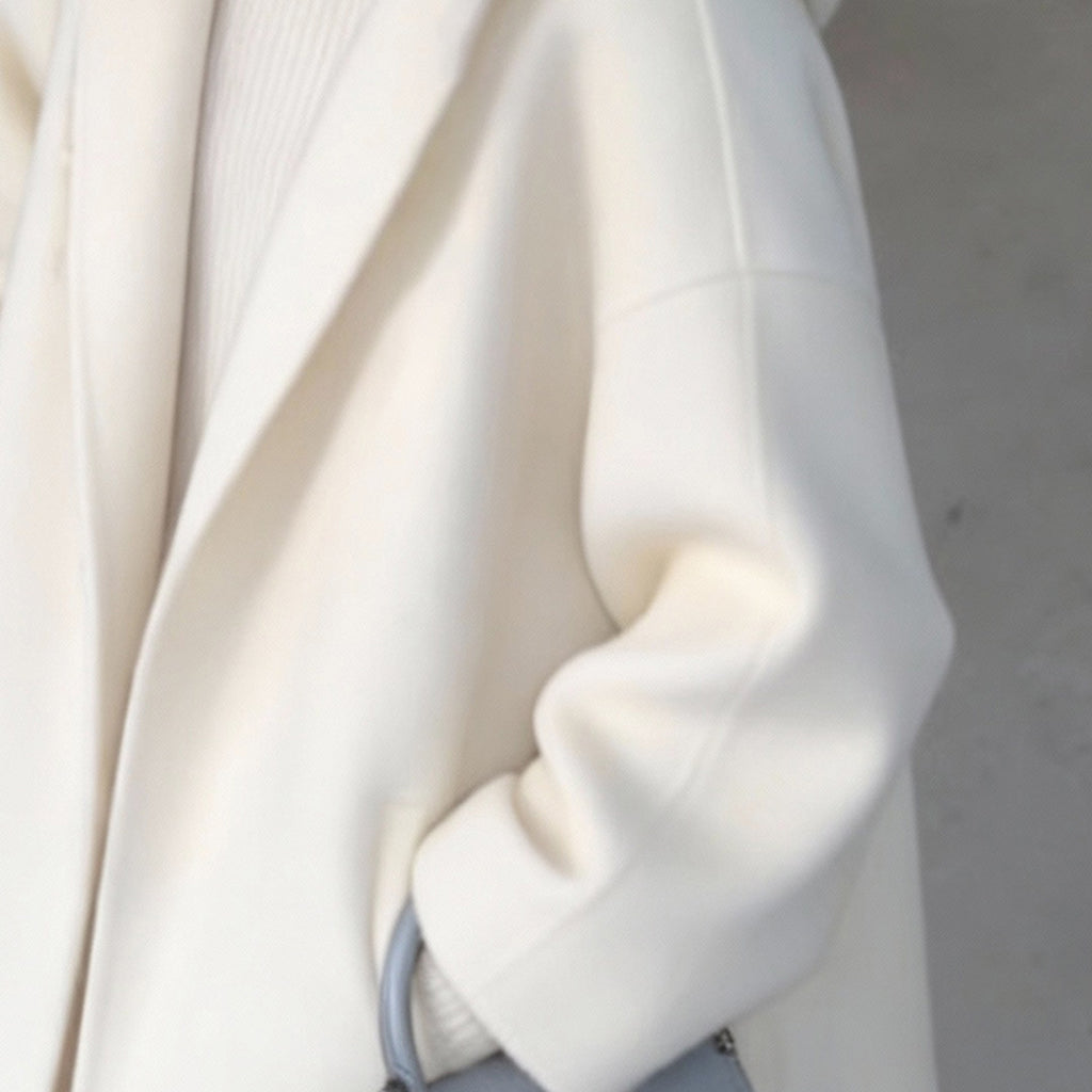 Manteau de laine à capuche blanche à double face pour femmes