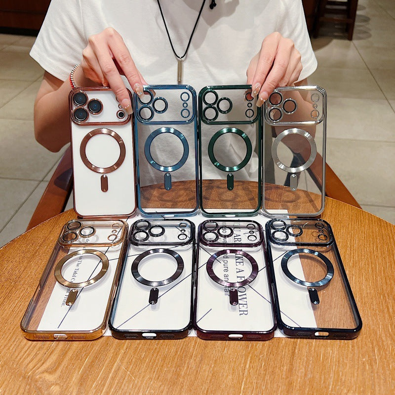 Aspiration magnétique du boîtier de téléphone avec protecteur transparent de lentilles électroplastiques