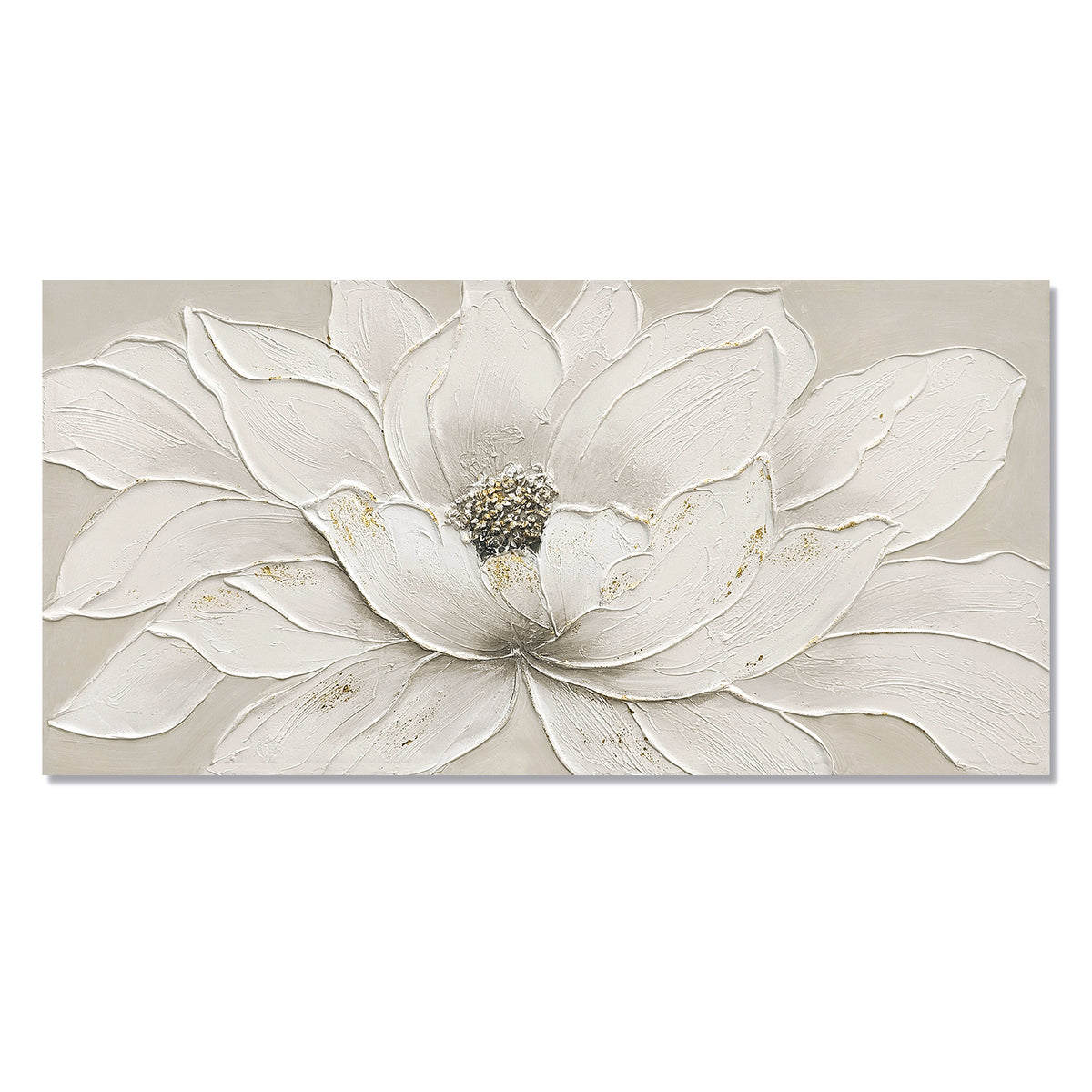 24x48 blanc lotus fleur toile d'art mural