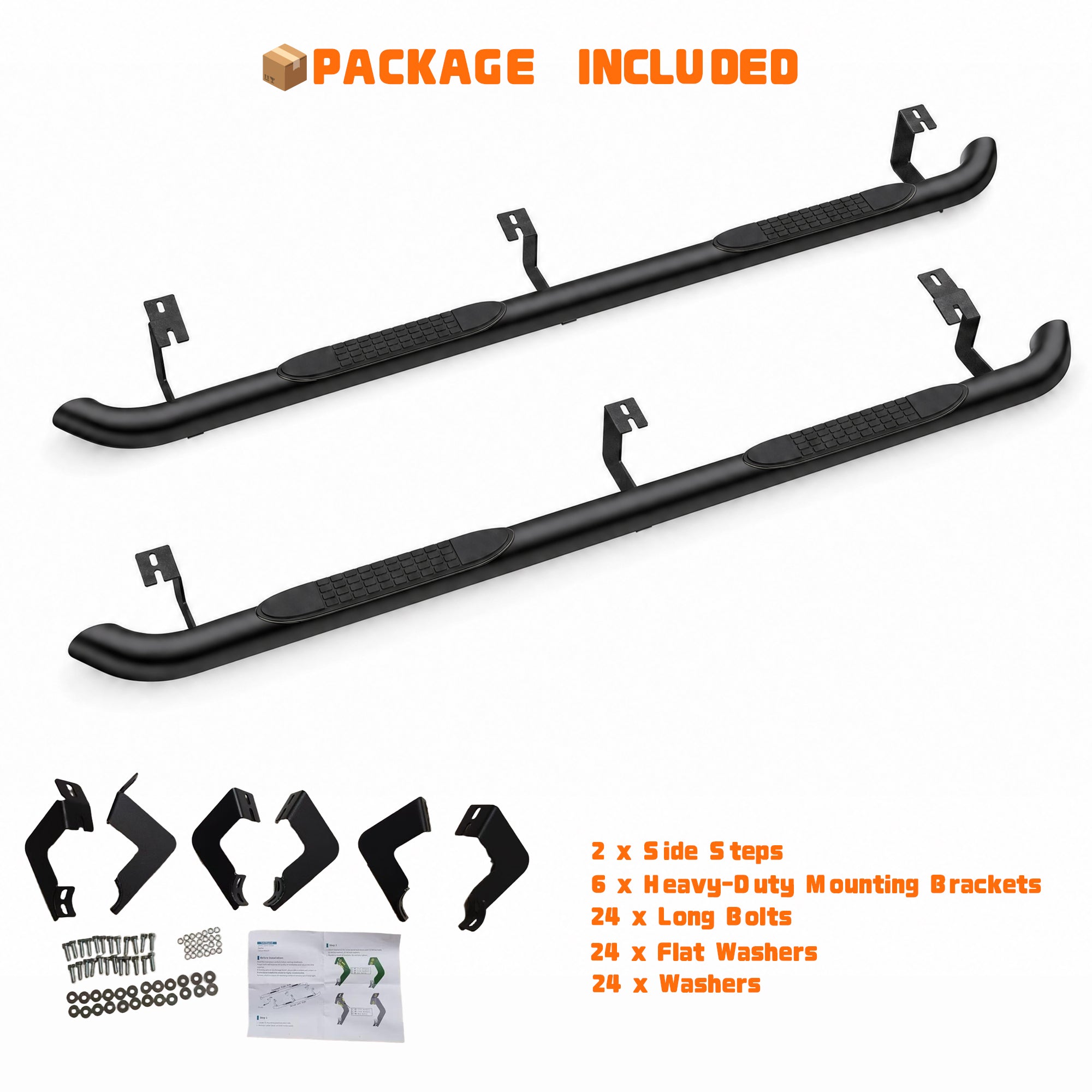 Planches de course 2PCS 4 pouces marches latérales Fit Toyota Tacoma 2005-2023 (Cabine remorquée/Cabine double) Ov