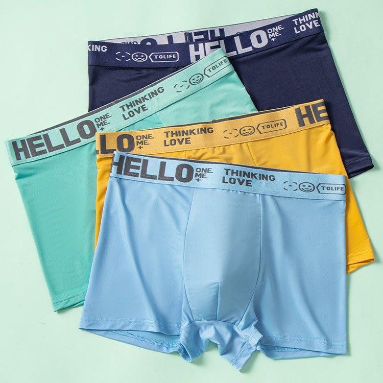 Popular HELLO Ice Silk Sous-vêtements pour hommes Youth Boxer
