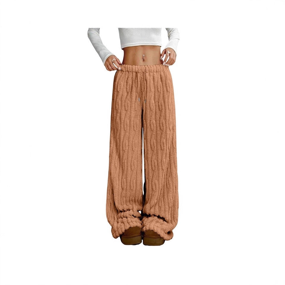 Pantalons en jacquard casual thermique en lace avant
