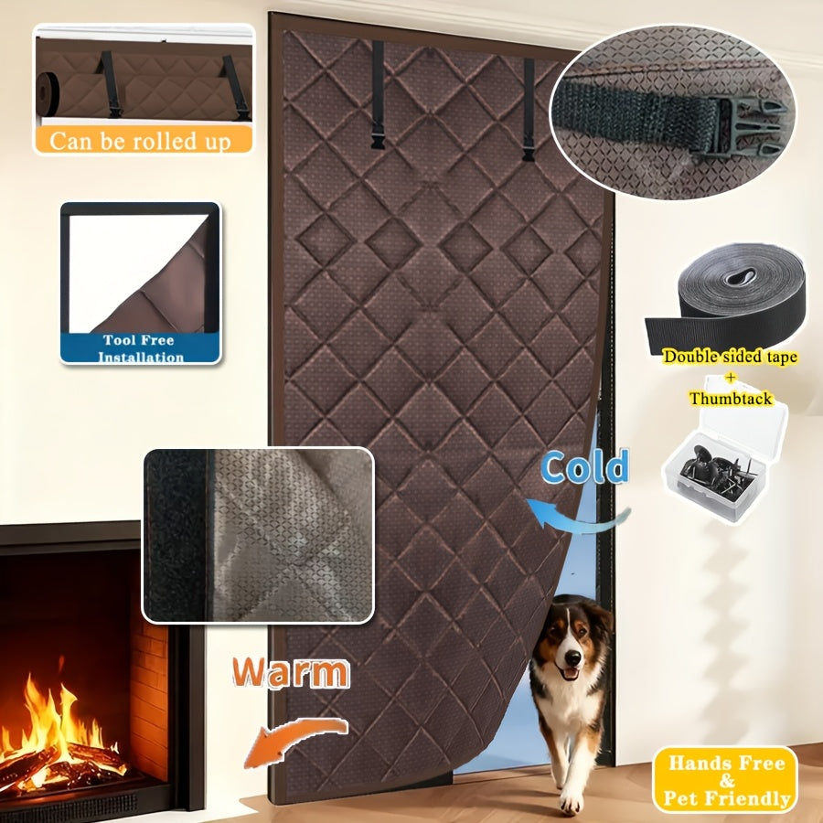 Magnetic Cotton Roll-Up Insulated Door Curtain