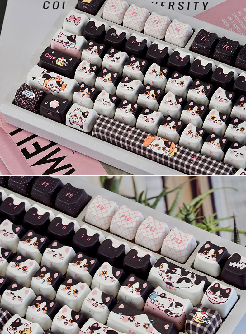 Tête de vache mignonne noir Kawaii 5 côtés sublimés PBT Caps-clés compatibles avec 68758799108